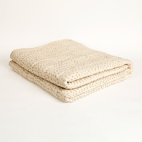 Ashen Pearl Kantha King Size Quilt