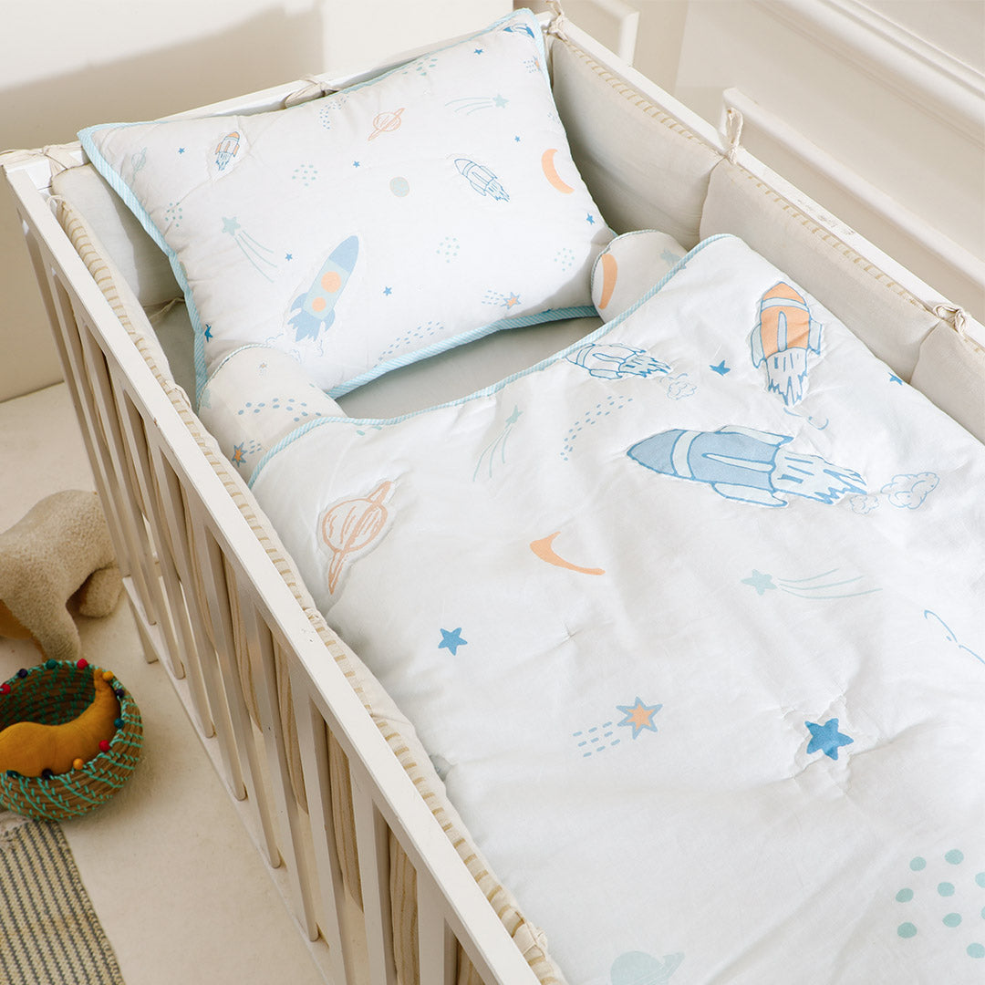 Galaxy Cot Set With 1 Quilt, 2 Bolster & 1 Pillow