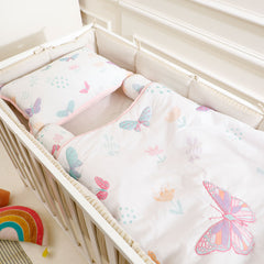 Butterfly Cot Set With 1 Quilt, 2 Bolster & 1 Pillow