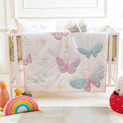 Butterfly Cot Set With 1 Quilt, 2 Bolster & 1 Pillow