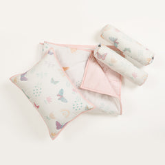 Butterfly Cot Set With 1 Quilt, 2 Bolster & 1 Pillow