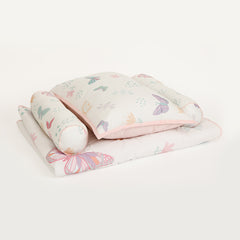 Butterfly Cot Set With 1 Quilt, 2 Bolster & 1 Pillow