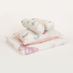 Butterfly Cot Set With 1 Quilt, 2 Bolster & 1 Pillow