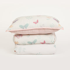 Butterfly Cot Set With 1 Quilt, 2 Bolster & 1 Pillow