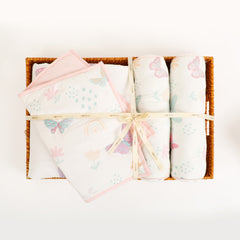 Butterfly Cot Set With 1 Quilt, 2 Bolster & 1 Pillow