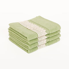 Belle Green Face Towel S/4
