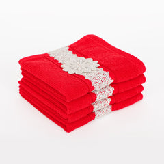 Belle Red Face Towel S/4