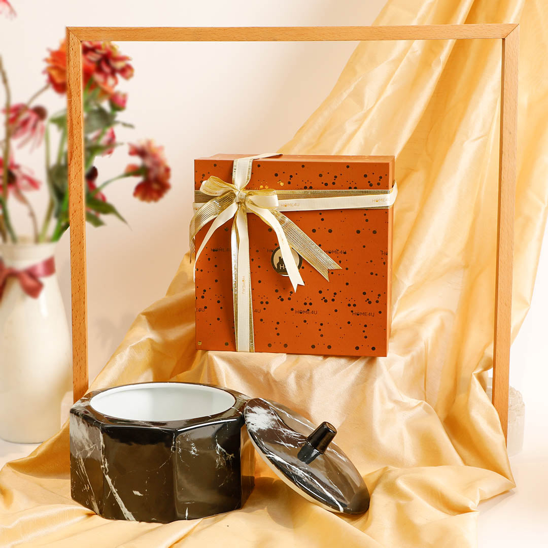 Octagonal Bl Marble Gift Box