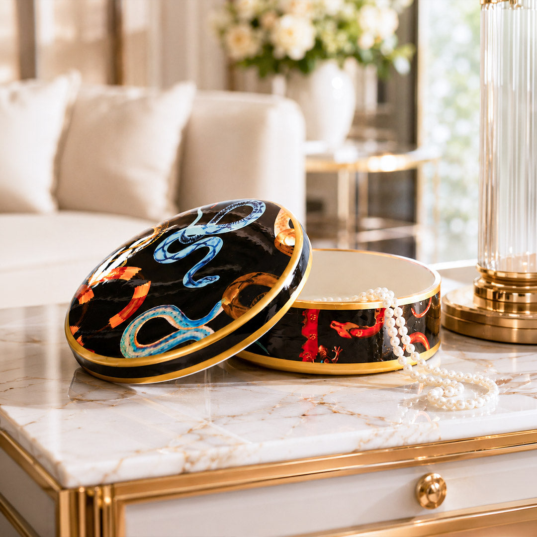 Retro Snakes Porcelain Storage Box