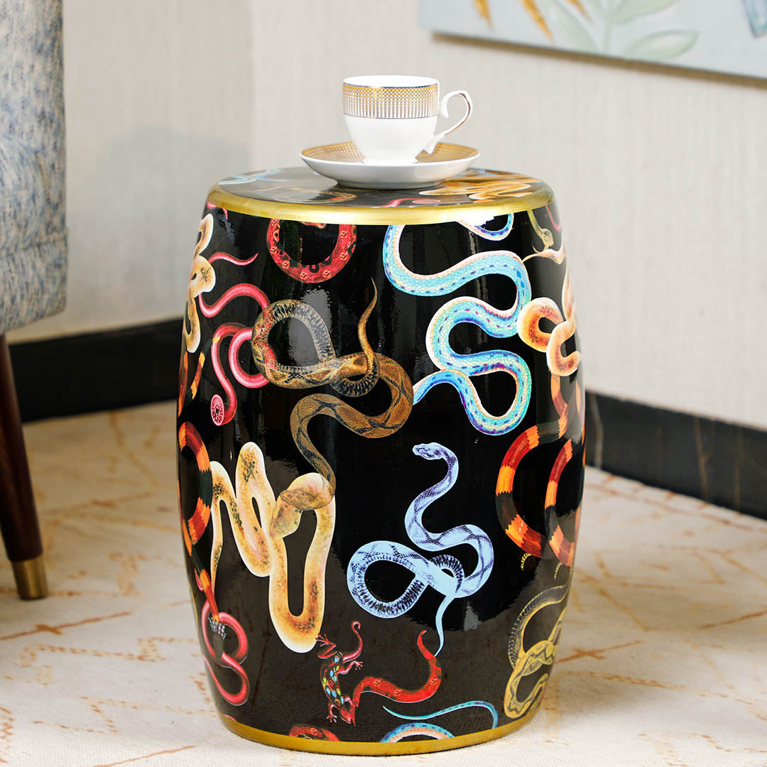 Retro Snakes Porcelain Stool