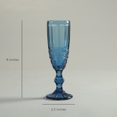 Rouchere Blue Stem Glass Set of 6