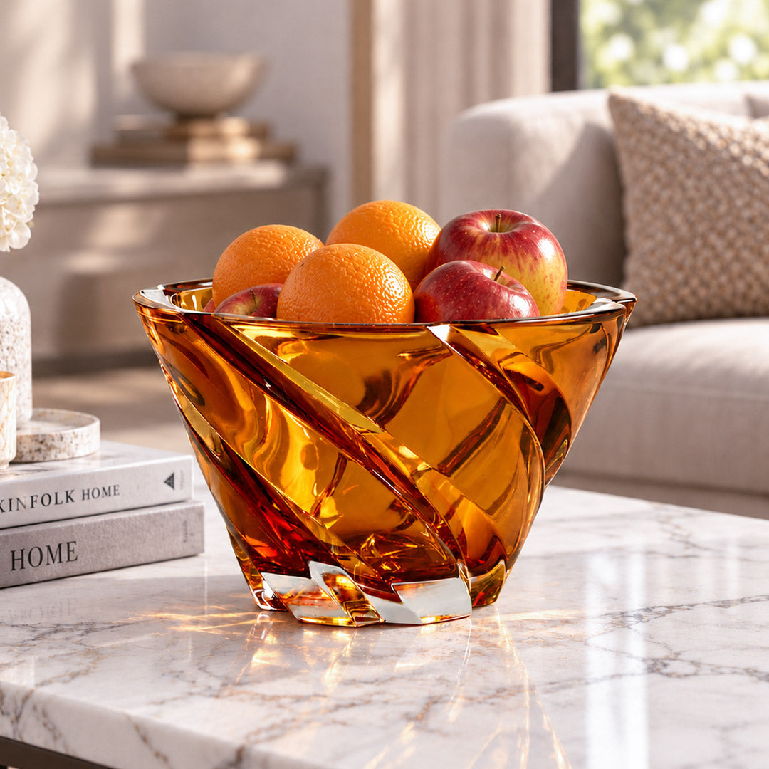 Creart Leda Crystal Decorative Bowl Amber