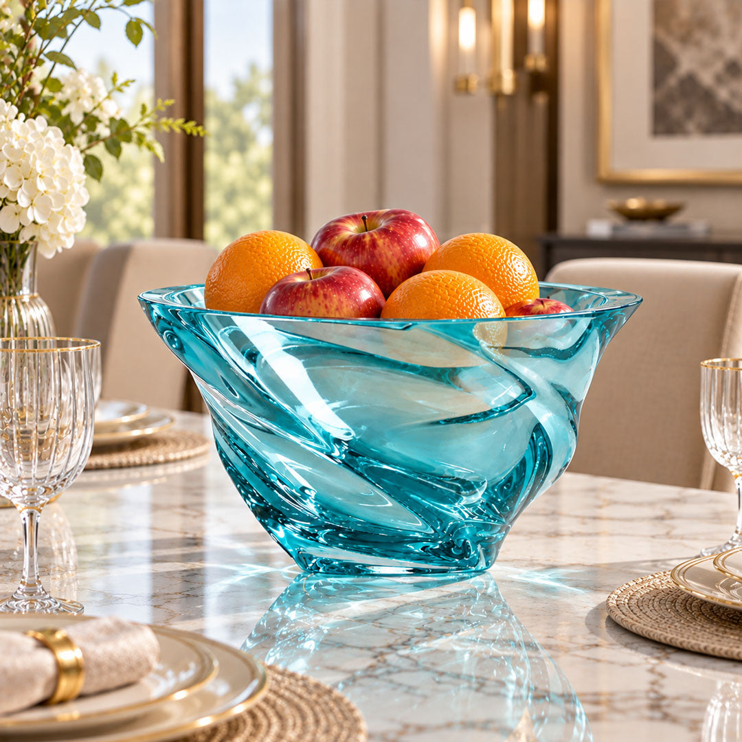 Creart Leda Crystal Decorative Bowl Blue
