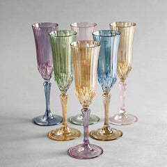 Creart Doge Multi-Color Champagne Glasses Set Of 6