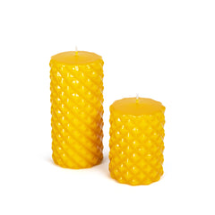 Spikes Pillar Candle Yellow SM