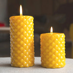 Spikes Pillar Candle Yellow SM