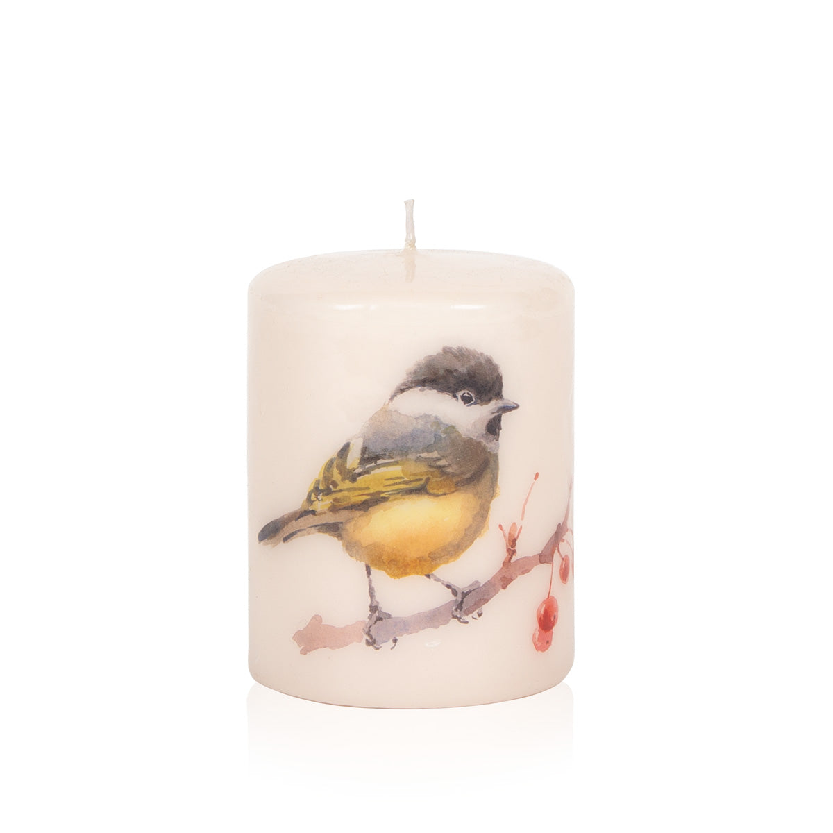 Berries Bird Pillar Candle SML
