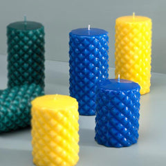 Spikes Pillar Candle Blue Large