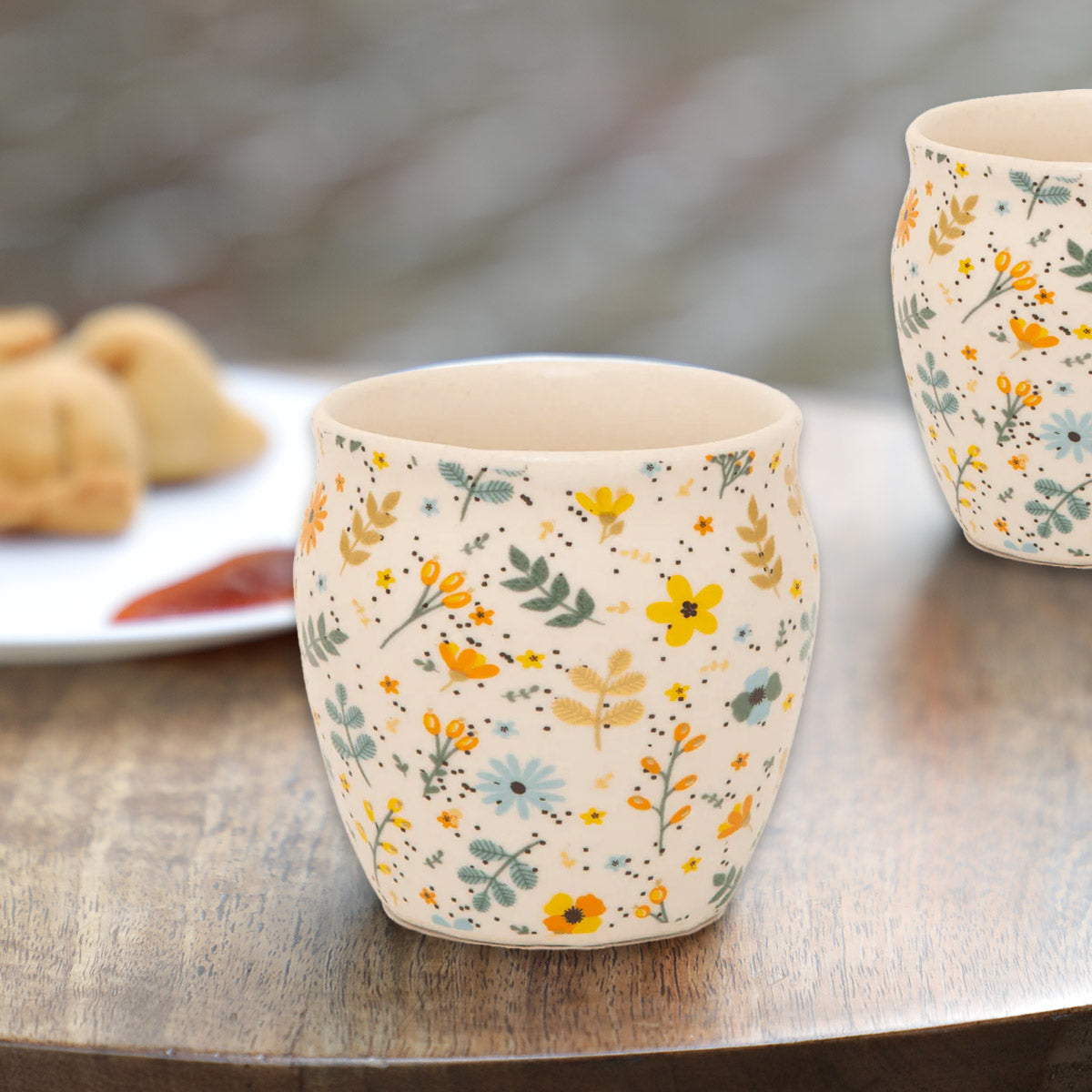 Darza Kulhad Floral Multi Set Of 4