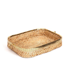 Aspen Cane Basket with Brass Handle