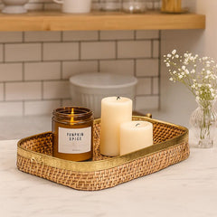 Aspen Cane Basket with Brass Handle