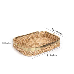 Aspen Cane Basket with Brass Handle