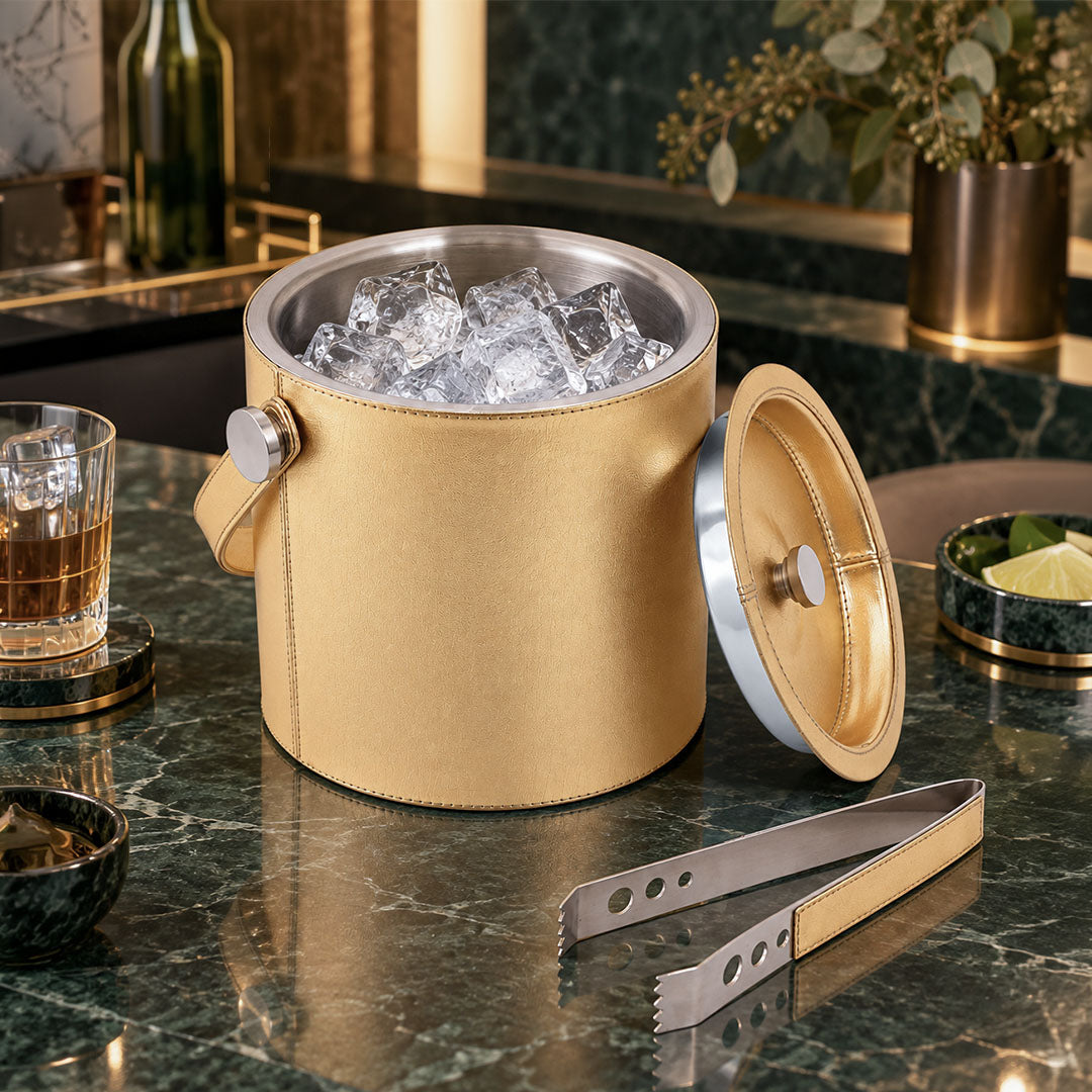 Bailey Ice Bucket With Tong Gold