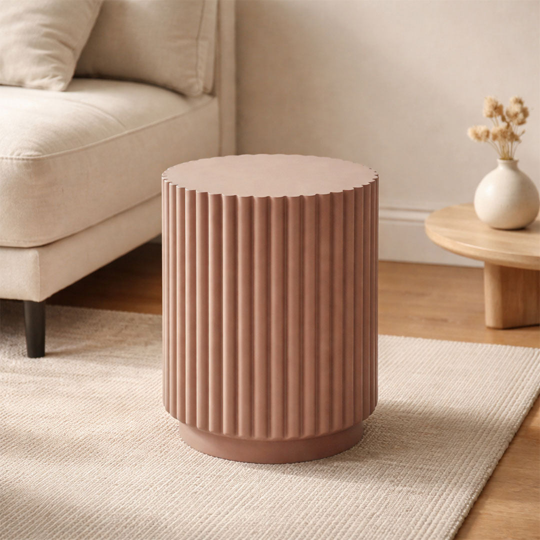 Roderick Ribbed Side Stool Brown