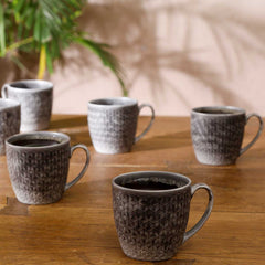 Black Flora Kohinoor Mug Set of 6