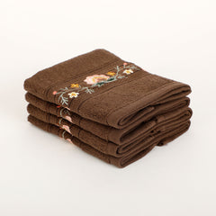 Cassia Brown Face Towel Set of 4