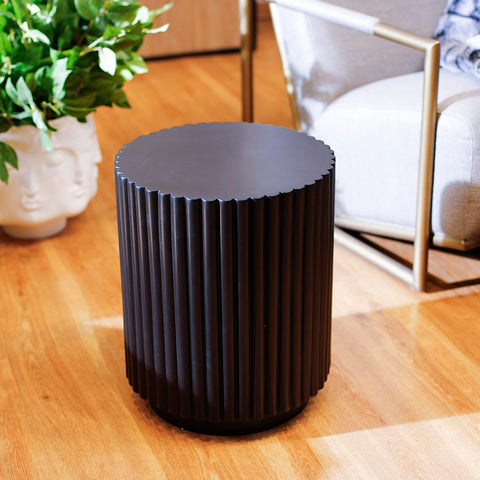 Roderick Ribbed Side Stool Black