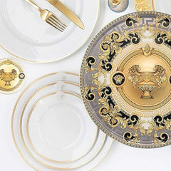 Versace White Medusa Meandre D'or Ceramic 9 Inch Dinner Plate