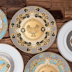 Versace Multicolored Medusa Prestige Gala Blu Ceramic Printed 13Inch Dinner Plate