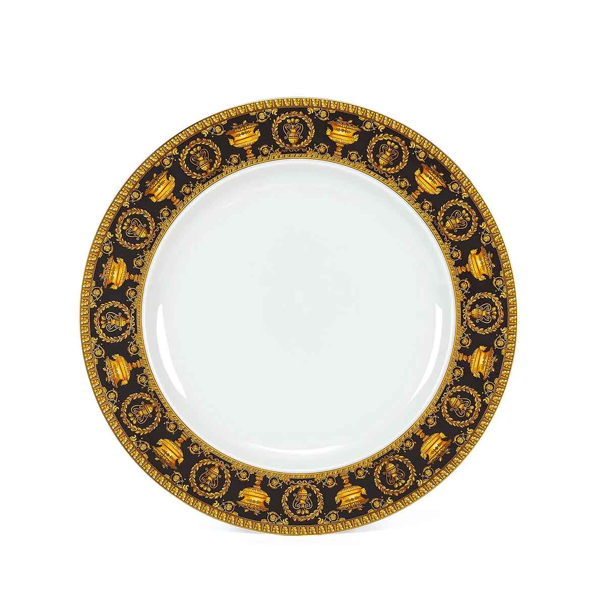 Versace White Baroque Nero Porcelain Printed 10 Inch Dinner Plate