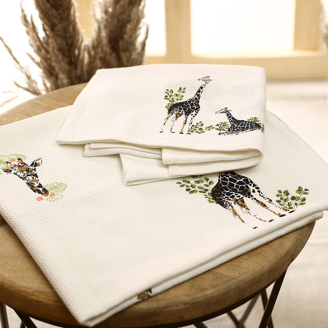 Giraffes in my Garden Printed Bath Waffle Towel