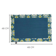 Blue Embossed Printed Placemat Set of 4