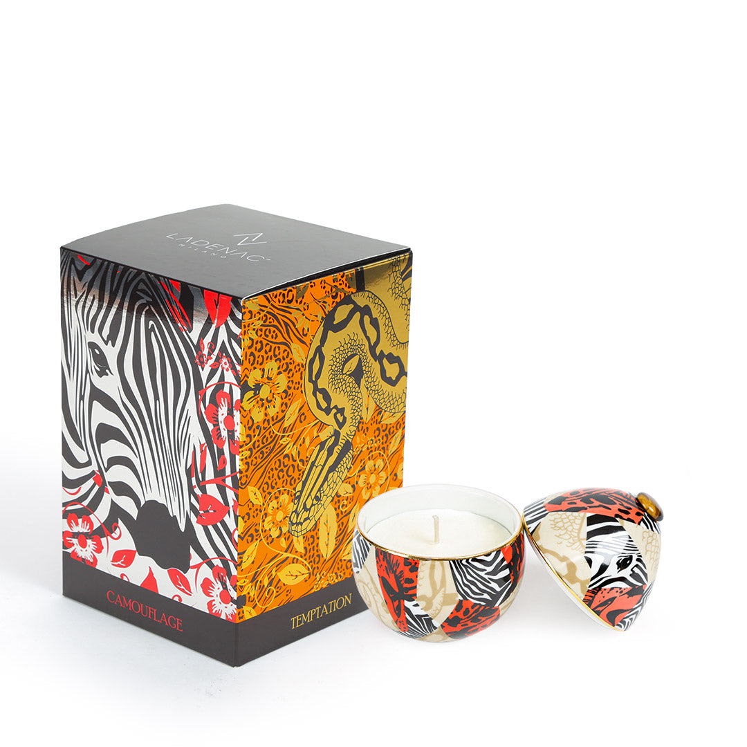 Ladenac Africa Zebra Camouflage Ceramic Egg Candle
