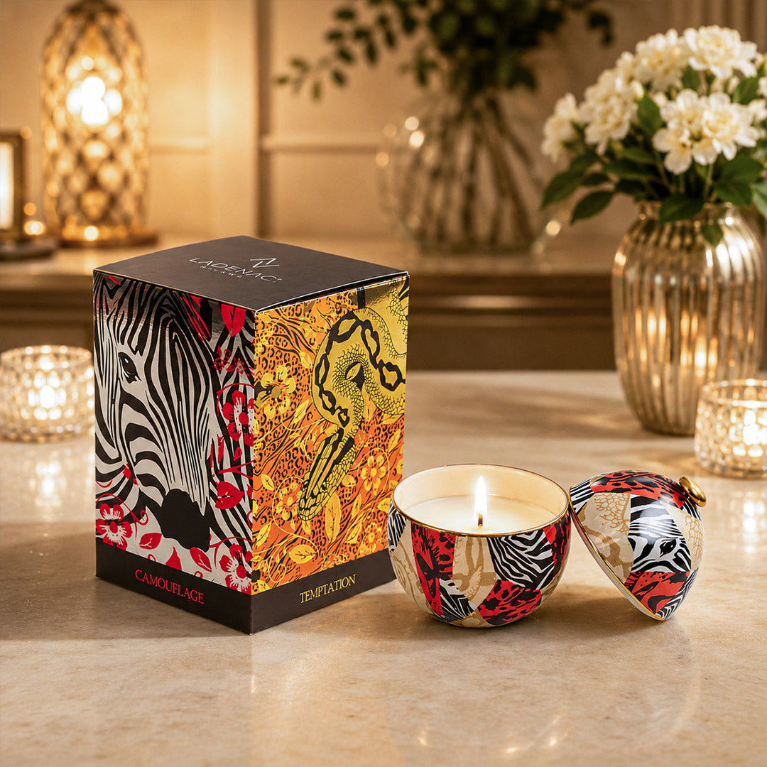 Ladenac Africa Zebra Camouflage Ceramic Egg Candle