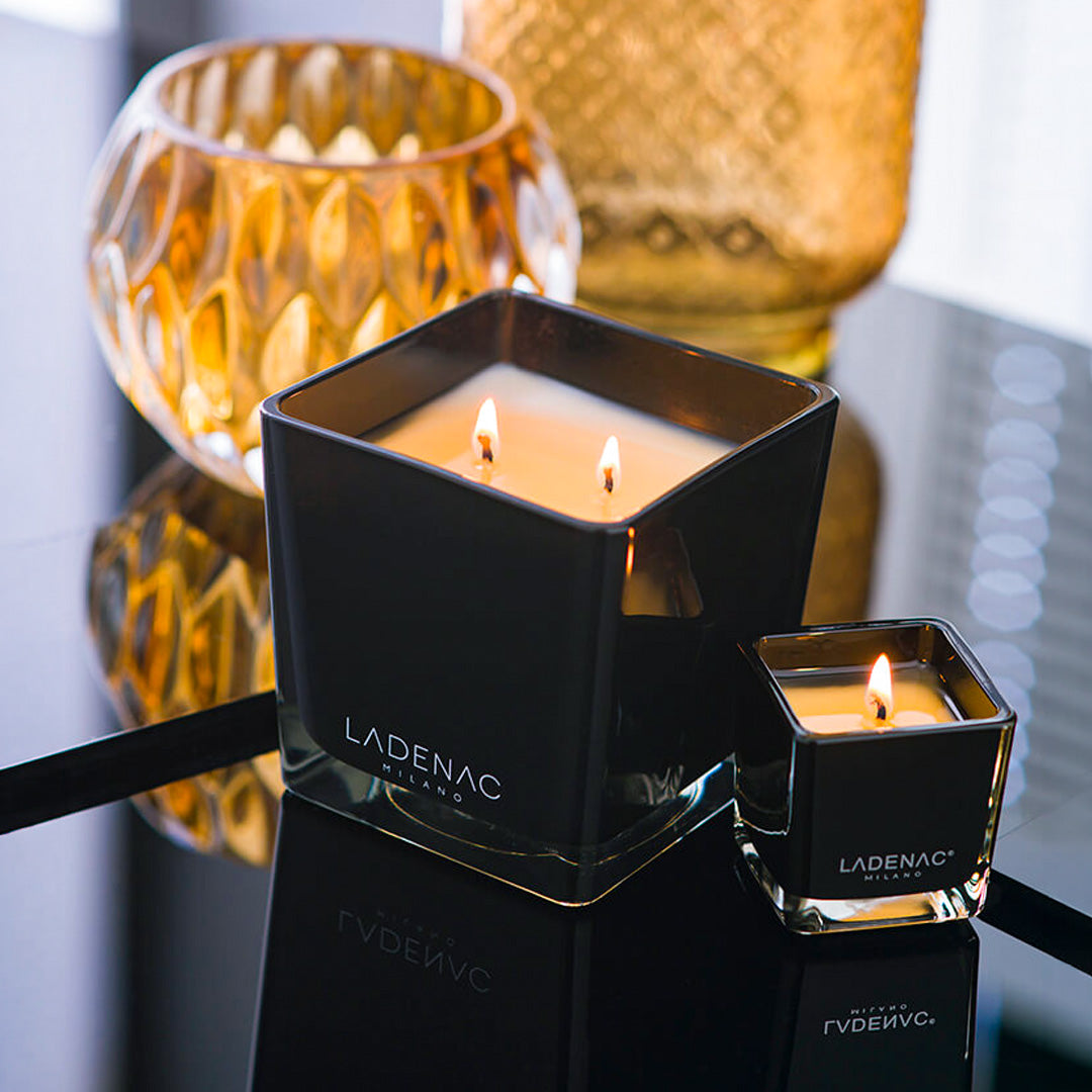 Ladenac Minimal Floral Hesperide Black Square Jar Candle Small