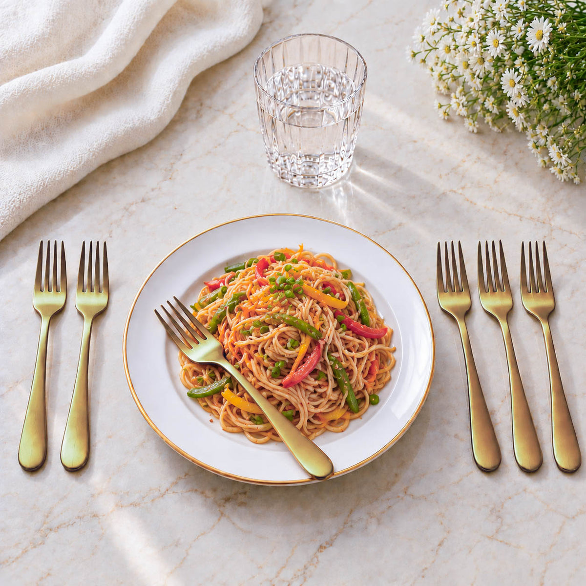 Elio Dinner Fork Set Of 6 Gold
