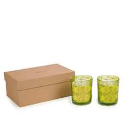 Nitya Glass Candle Green Set of 2