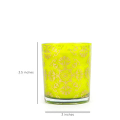 Nitya Glass Candle Green Set of 2