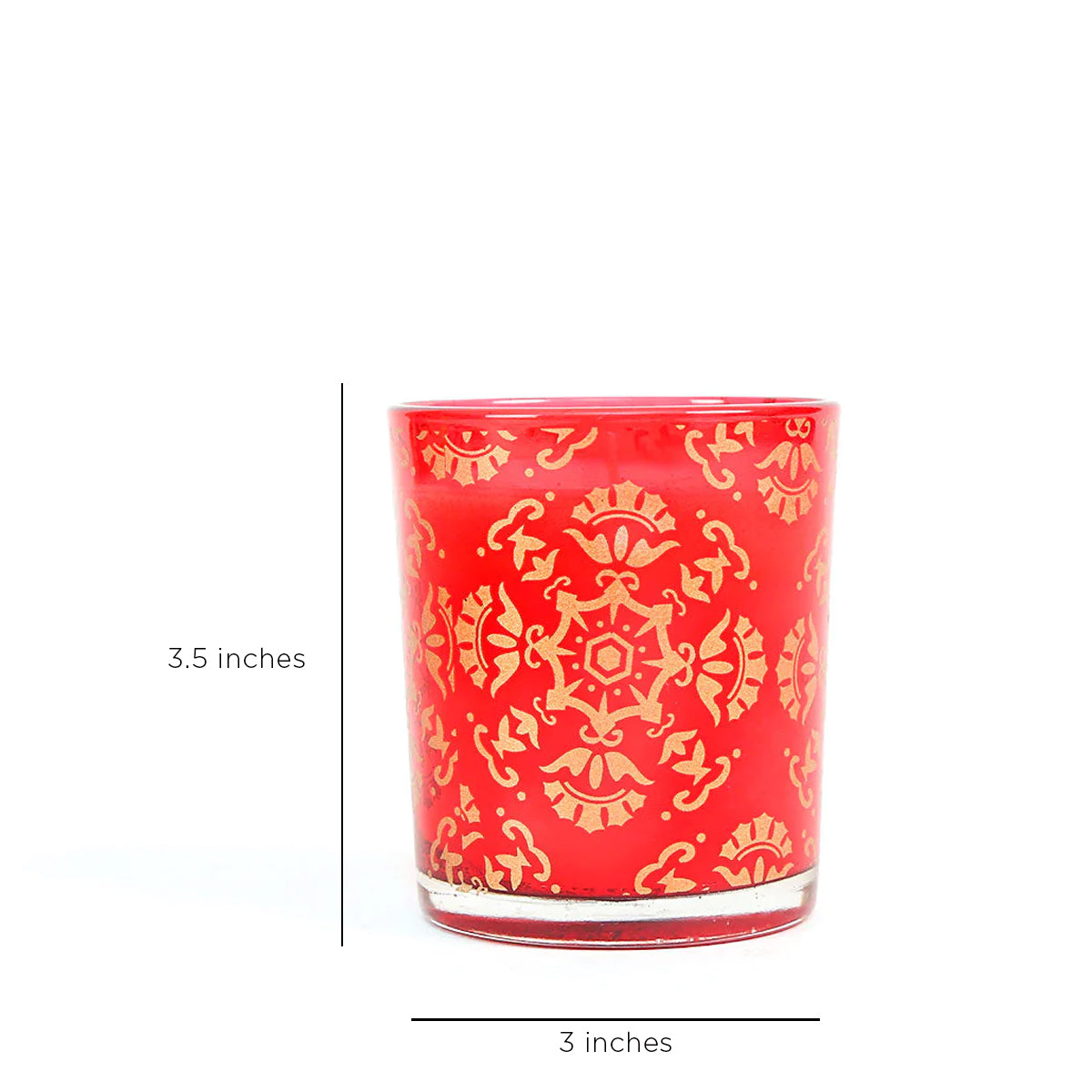 Nitya Glass Candle Red Set Of 2