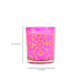 Nitya Glass Candle Fuchsia Set Of 2