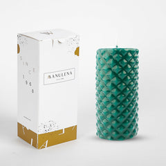 Manulena Tropical Green Spikes Pillar Candle Large