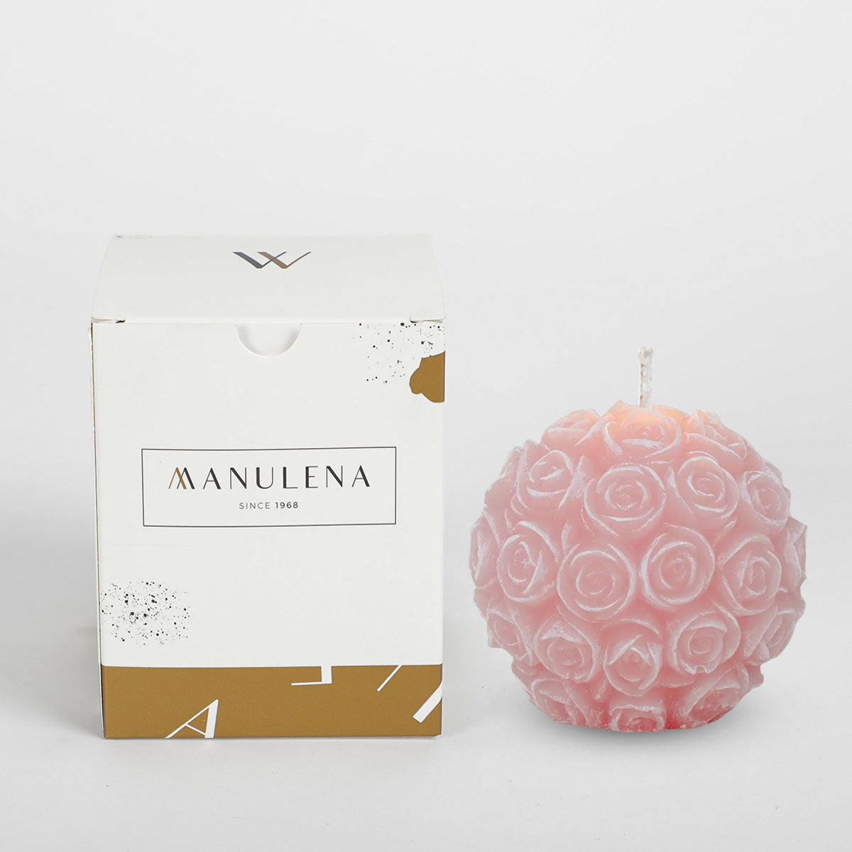Manulena Pink Ball Of Roses Candle Medium
