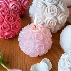 Manulena Pink Ball Of Roses Candle Small
