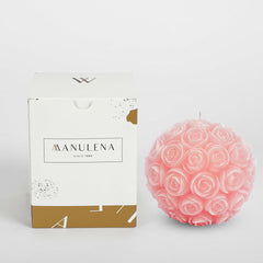 Manulena Pink Ball Of Roses Candle Small