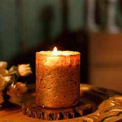 Meraki Glass Candle in Gold Antique