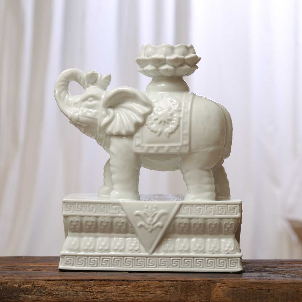 Trumping Elephant White Porcelain Decor Object